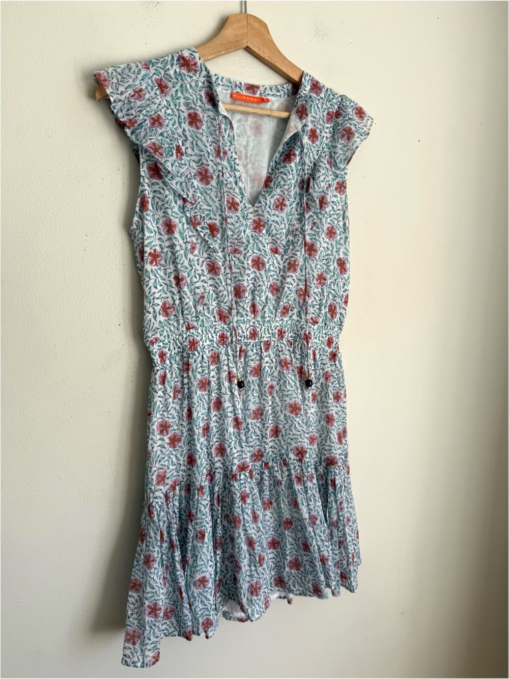 Oliphant Tuckernuck Flower Garden Dress with Flutter Sleeves in Blue - Picture 3 of 6